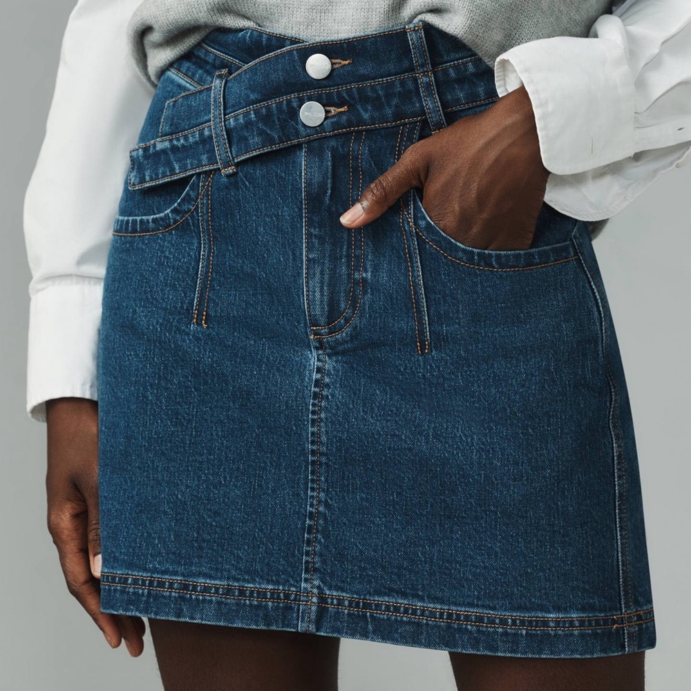 Anthropologie PILCRO Double Waist Denim Mini Skirt NEW